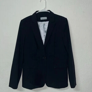 Imperfect Calvin‎ Klein blazer size 10 navy blue blazer built in shoulder pads